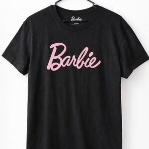Barbie Pink Logo Graphic Tee Black XL Official Mattel Shirt